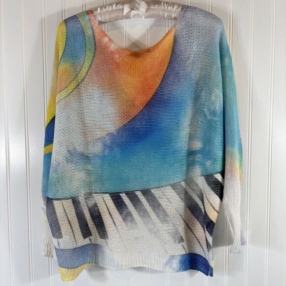 Bella Amore Made in Italy Womens Top Size S Art to Wear Lagenlook Piano Artsy - Picture 2 of 12